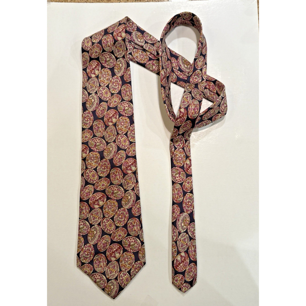 Rothmans Union Square 100% Silk Necktie Purple Copper Black Bold Geometric Italy